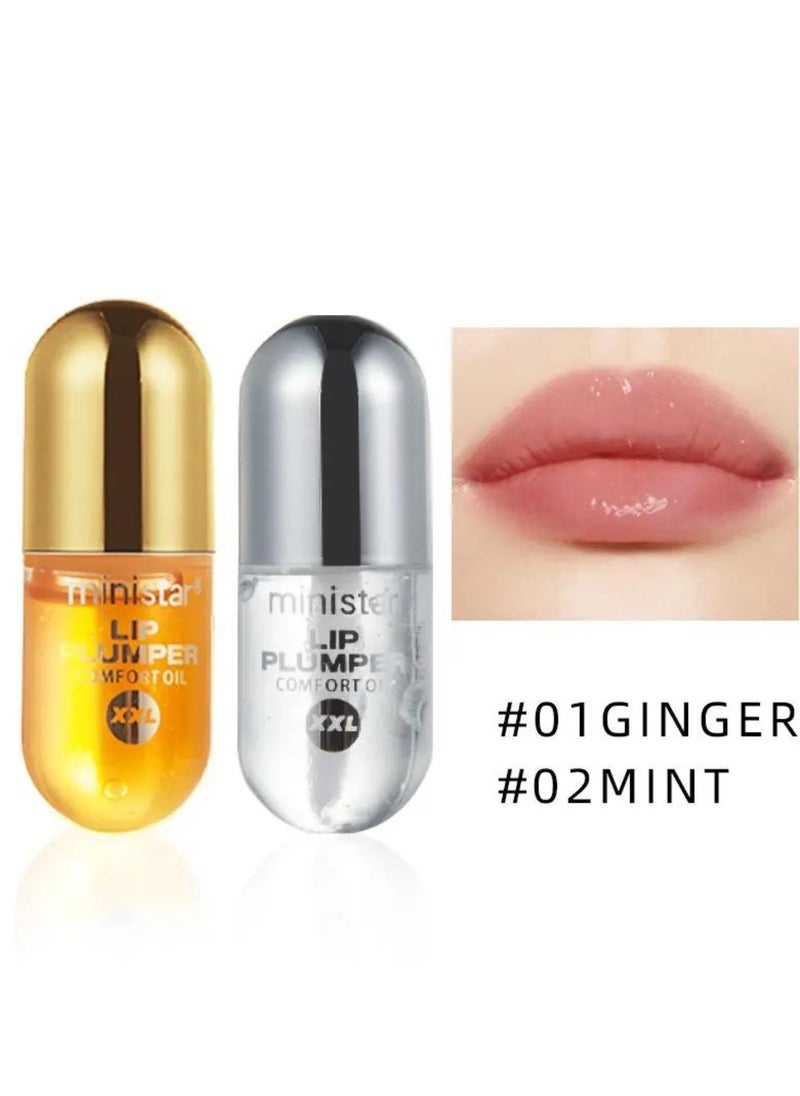Ministar Lip Plumper Comfort Oil with Ginger and Mint Set Lip Plumper Maximizer Induce Lip Elasticity Cell Regeneration Reduce Fine Lines Resist Aging Lip Plumper Gloss Lip Enhancer  - Image 4