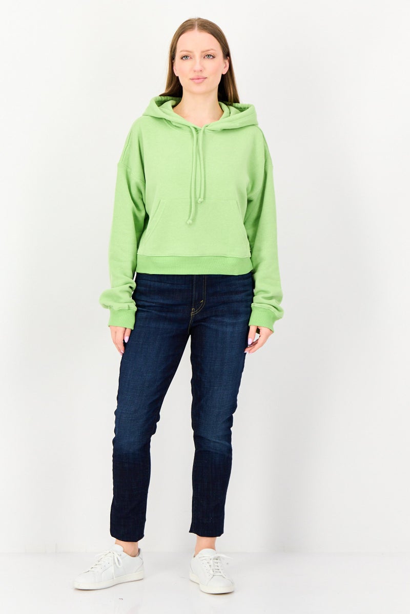 NIA Women Plain Long Sleeve Hoodie, Green - Image 2