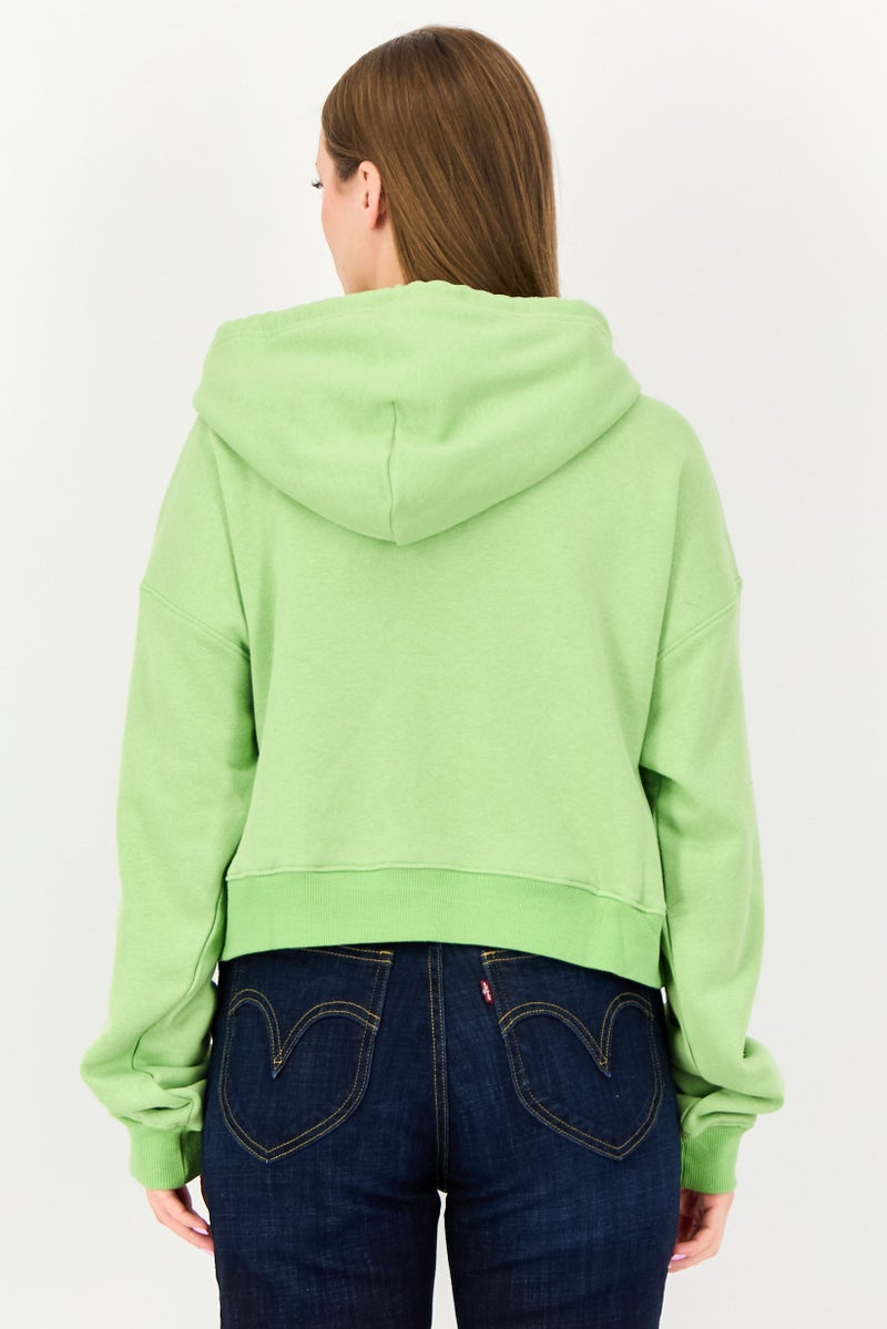 NIA Women Plain Long Sleeve Hoodie, Green - Image 4