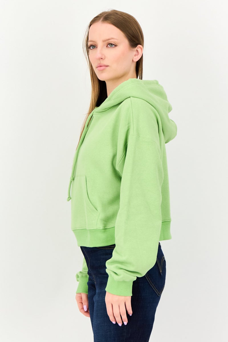 NIA Women Plain Long Sleeve Hoodie, Green - Image 3