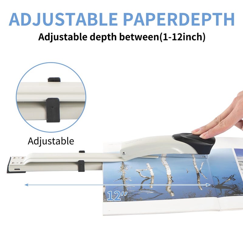 craftinova Long Reach Stapler,with 2000 Staples & Stapler Remover Full Stripï¼Œ20-25 Sheet Capacity,with Built-in Ruler and Adjustable Locking Paper Guide, Gray - Image 2
