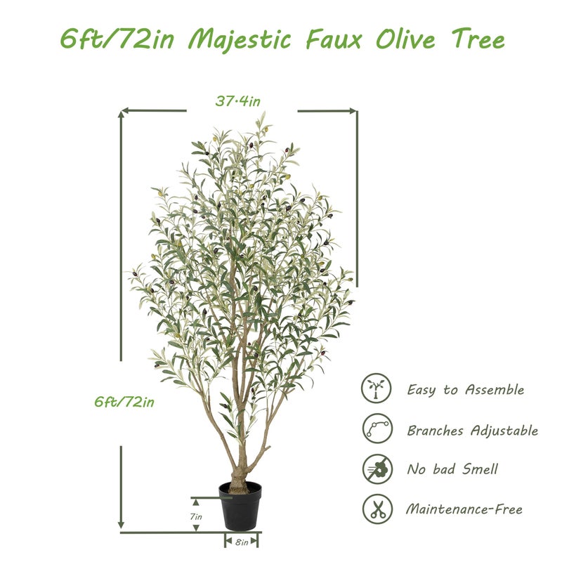 Nafresh Super Full Faux Olive Tree, 5FT Artificial Olive Tree Indoor, Fake Silk Trees with Realistic Leaves and Lifelike Fruits for Indoor Outdoor Living Room Corner Office Bedroom Home Decor - Image 5