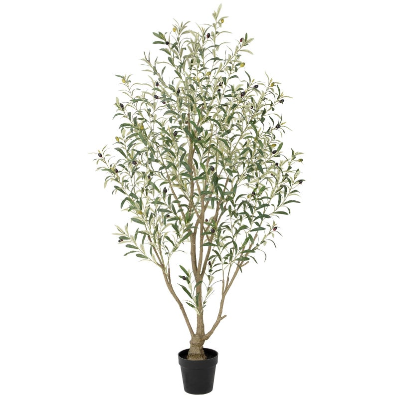 Nafresh Super Full Faux Olive Tree, 5FT Artificial Olive Tree Indoor, Fake Silk Trees with Realistic Leaves and Lifelike Fruits for Indoor Outdoor Living Room Corner Office Bedroom Home Decor - Image 1