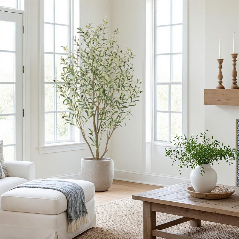 Nafresh Super Full Faux Olive Tree, 5FT Artificial Olive Tree Indoor, Fake Silk Trees with Realistic Leaves and Lifelike Fruits for Indoor Outdoor Living Room Corner Office Bedroom Home Decor - Image 2
