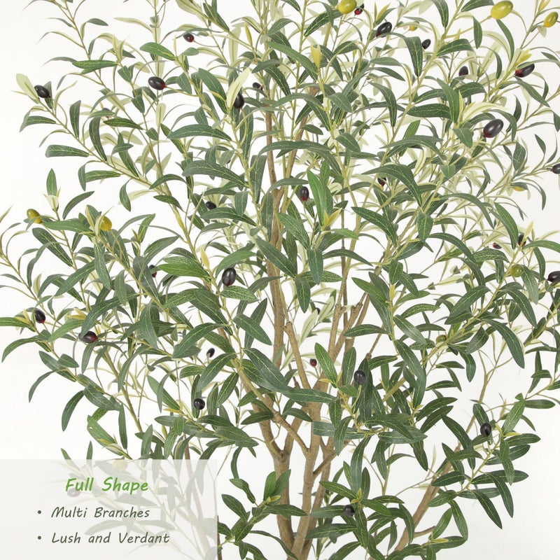 Nafresh Super Full Faux Olive Tree, 5FT Artificial Olive Tree Indoor, Fake Silk Trees with Realistic Leaves and Lifelike Fruits for Indoor Outdoor Living Room Corner Office Bedroom Home Decor - Image 4