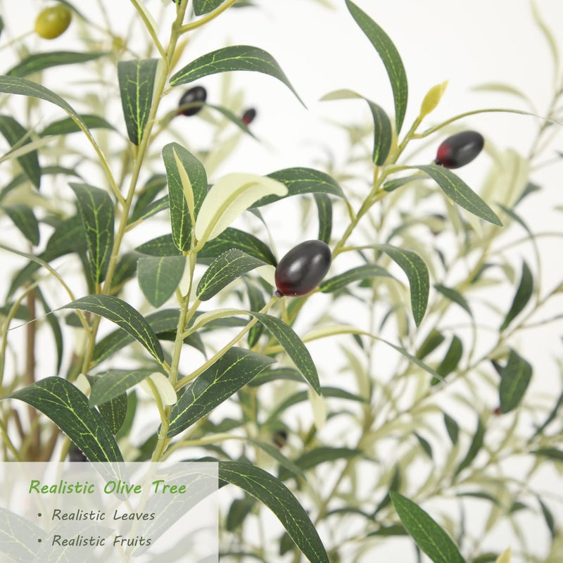 Nafresh Super Full Faux Olive Tree, 5FT Artificial Olive Tree Indoor, Fake Silk Trees with Realistic Leaves and Lifelike Fruits for Indoor Outdoor Living Room Corner Office Bedroom Home Decor - Image 3