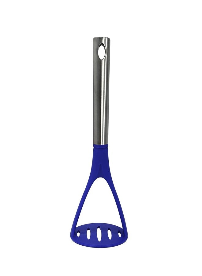 Millvado Potato Masher, Strong Stainless Steel Handle with Heavy Duty Plastic Base, 11.5 Inch Blue Mashed Potatos Masher, Hand Smasher for Vegtables - Image 1