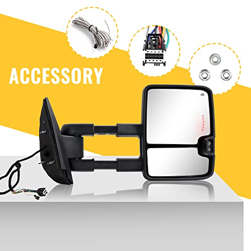 Sanooer Towing Mirrors for 2007-2013 Chevy Silverado Suburban Tahoe Avalanche GMC Sierra Yukon with Power Glass Turn Signal Light Backup Lamp Heated Extendable Pair Set (white paint 8624) - Image 5