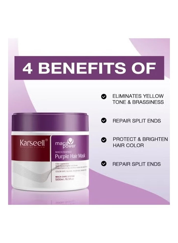 كارسيل ماسك شعر كارسيل ماكا باور الأرجواني - 500 مل | آمن على اللون، خالي من الكبريتات/البارابين - Image 4