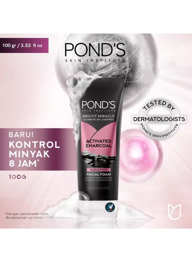 Pond's Bright Miracle Ultimate Oil Control Activated Charcoal Facial Foam 100g - Image 3