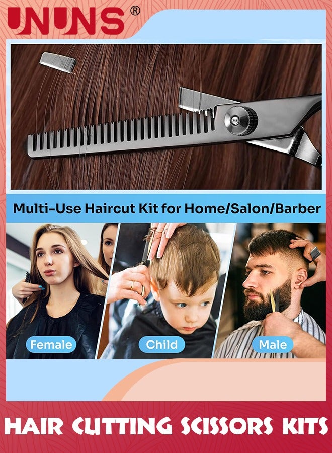 UNUNS Hair Cutting Scissors Kits,11pcs Stainless Steel Hairdressing Shears Set Professional Thinning Scissors For Barber/Salon/Home/Men/Women/Kids,Black - Image 5