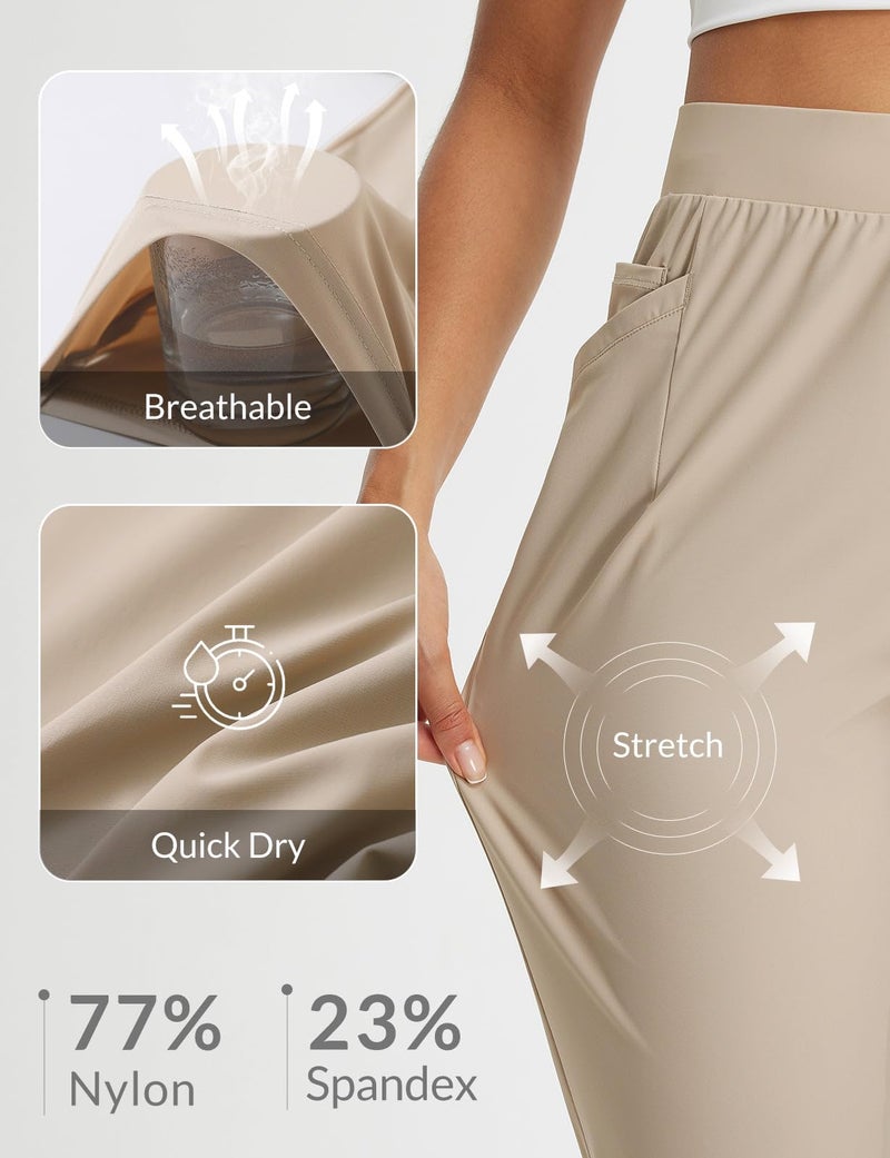 baleaf Womens Khaki Dress Pants Stretch Business Casual Slacks Petite Summer Pants Airport Golf Clothing Travel Ankle XL - Image 3