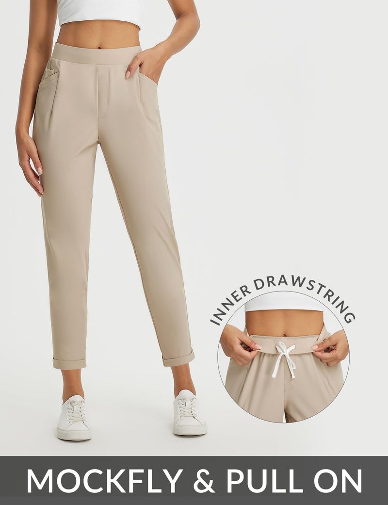 baleaf Womens Khaki Dress Pants Stretch Business Casual Slacks Petite Summer Pants Airport Golf Clothing Travel Ankle XL - Image 5