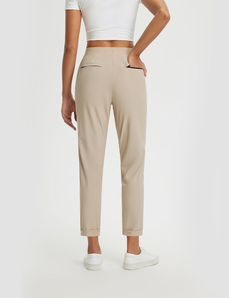 baleaf Womens Khaki Dress Pants Stretch Business Casual Slacks Petite Summer Pants Airport Golf Clothing Travel Ankle XL - Image 2