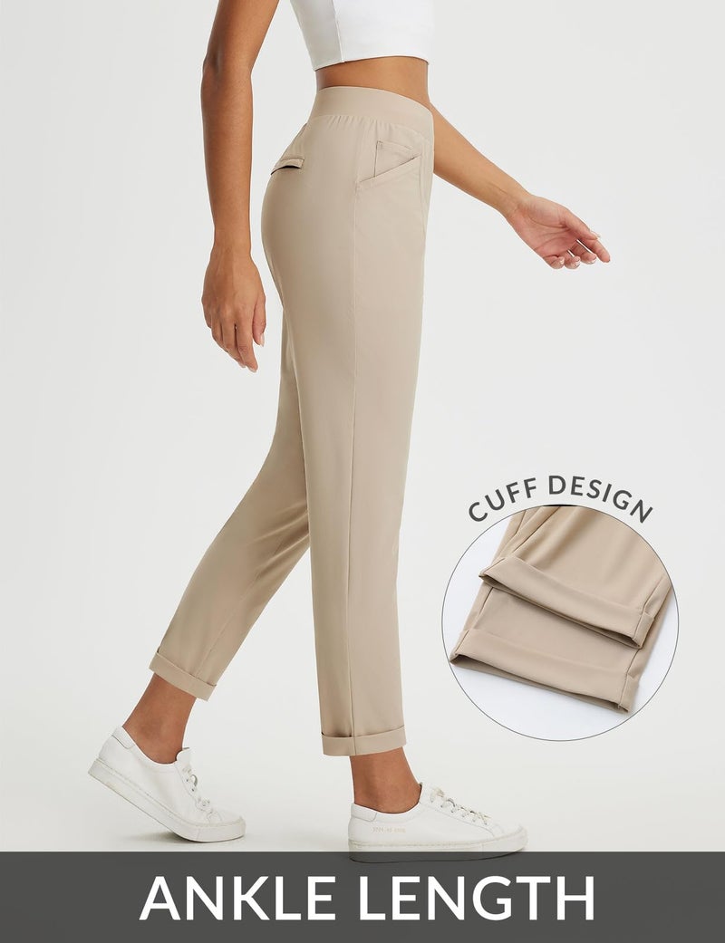 baleaf Womens Khaki Dress Pants Stretch Business Casual Slacks Petite Summer Pants Airport Golf Clothing Travel Ankle XL - Image 4