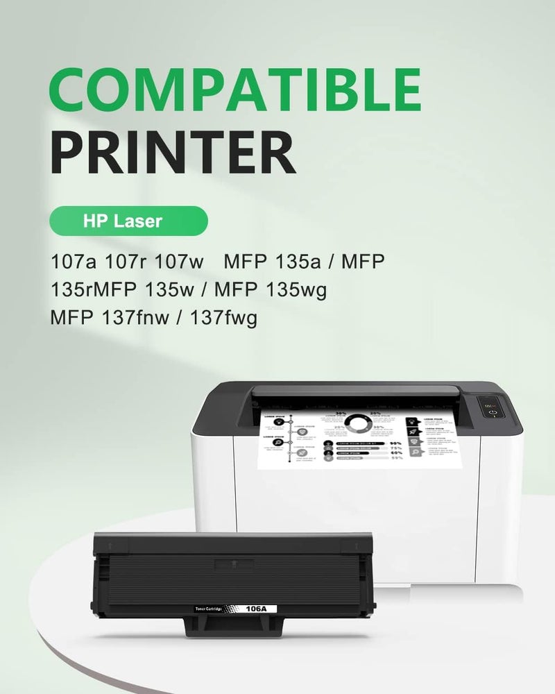 كولورفلاي خرطوشة حبر 106A متوافقة مع HP 106 A W1106A لطابعات HP Laser 107a 107r 107w MFP 135a 135r 135w MFP 135wg 137fnw 137fwg (1 أسود) - Image 2