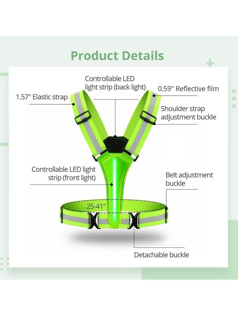 Meetion Led Light Up Running Vest Reflective Vest for Walking at Night, High Visibility Night Running Gear Rechargeable Adjustable Running Lights for Runners Walkers Men Women (Green)  - Image 5