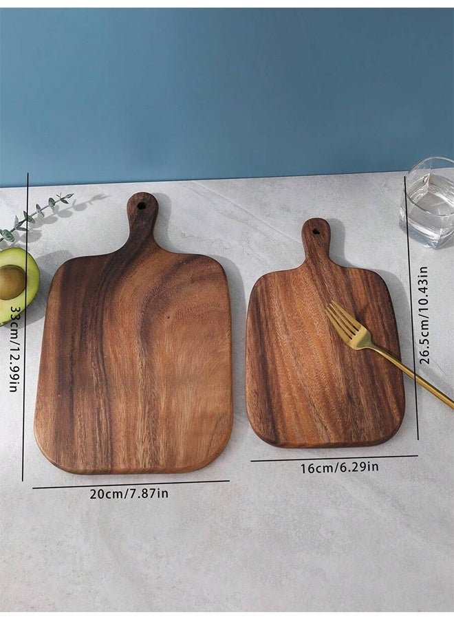 1 صينية تقديم خشبية مع مقبض، لوح تقطيع صغير للخبز والفواكه واللحوم، صينية مزدوجة الوجه (متوسط/كبير) - Image 2
