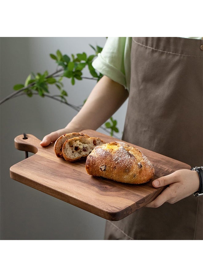 1 صينية تقديم خشبية مع مقبض، لوح تقطيع صغير للخبز والفواكه واللحوم، صينية مزدوجة الوجه (متوسط/كبير) - Image 5