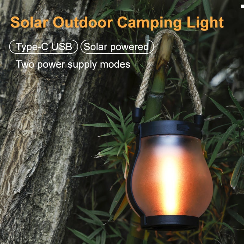 BH New Solar-Powered Twine Flame Light - Hanging Outdoor Camping Lamp, Rechargeable Garden Decorative Multi-Functional Lighting - Image 1