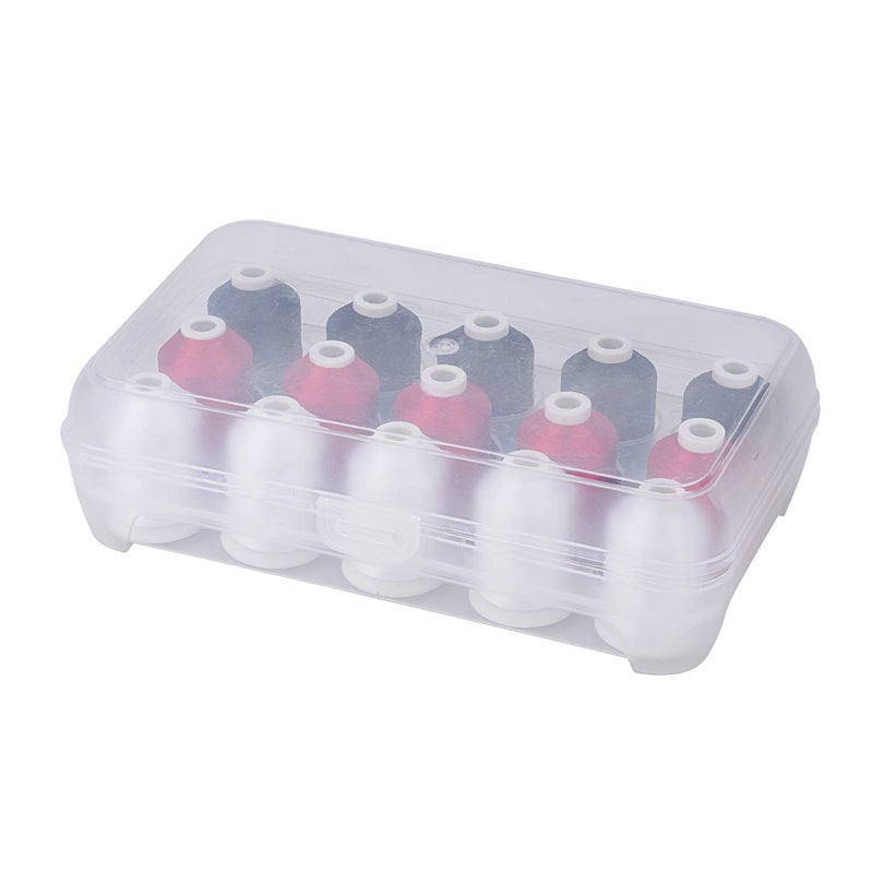 Simthread Machine Embroidery Thread with Storage Box 1000M 1100Y Polyester 20 Options 15 Spools Set for Embroidery Sewing Machine 5 White 5 Black 5 Red