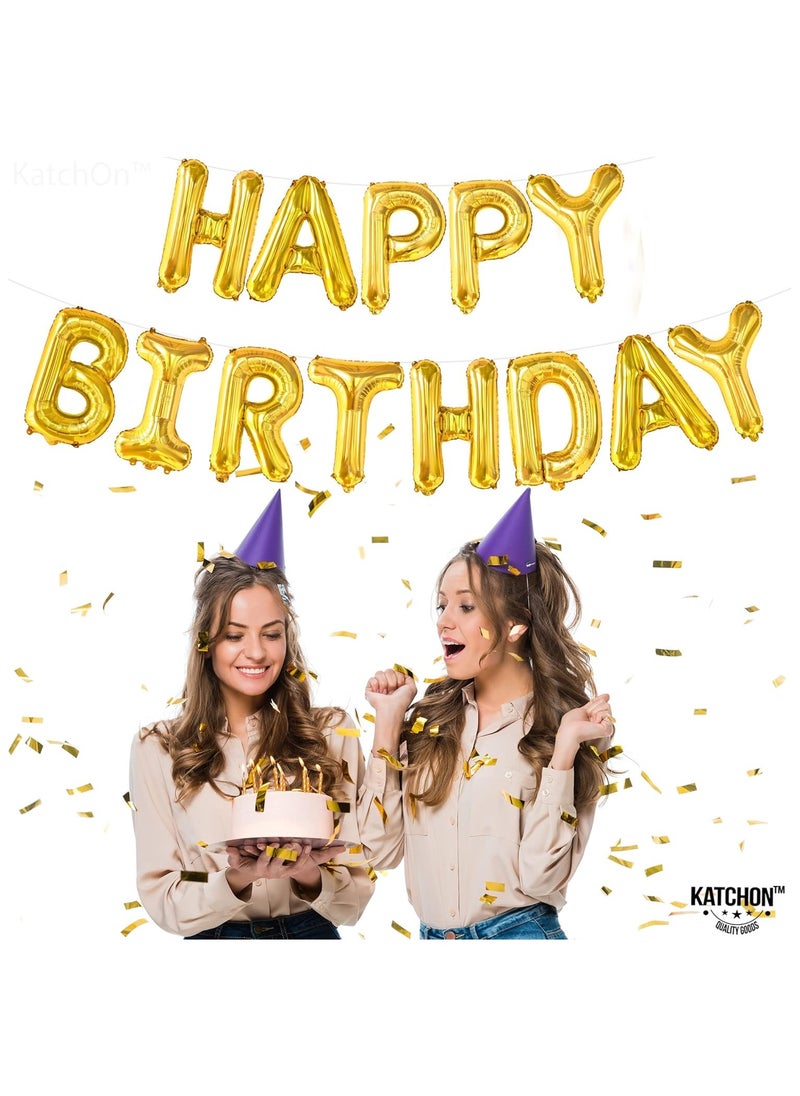 KATCHON Gold Happy Birthday Balloons Banner 16 Inch | Happy Birthday Letter Balloons for Happy Birthday Decorations  - Image 2