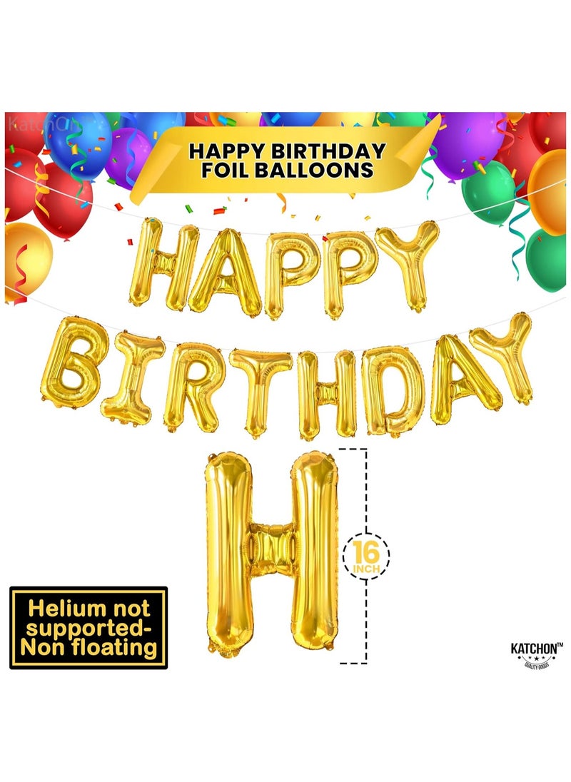 KATCHON Gold Happy Birthday Balloons Banner 16 Inch | Happy Birthday Letter Balloons for Happy Birthday Decorations  - Image 3