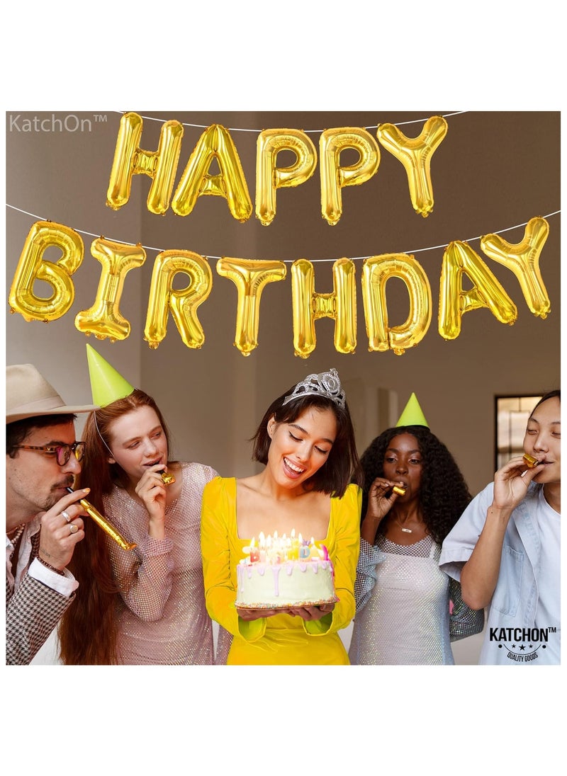 KATCHON Gold Happy Birthday Balloons Banner 16 Inch | Happy Birthday Letter Balloons for Happy Birthday Decorations  - Image 4