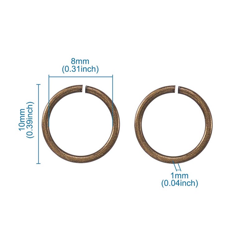 Kissitty 50g Brass Antique Bronze Plated Open Jump Rings 10x1mm Round Chainmail Jewelry Making Connectors About 263pcs - Image 5