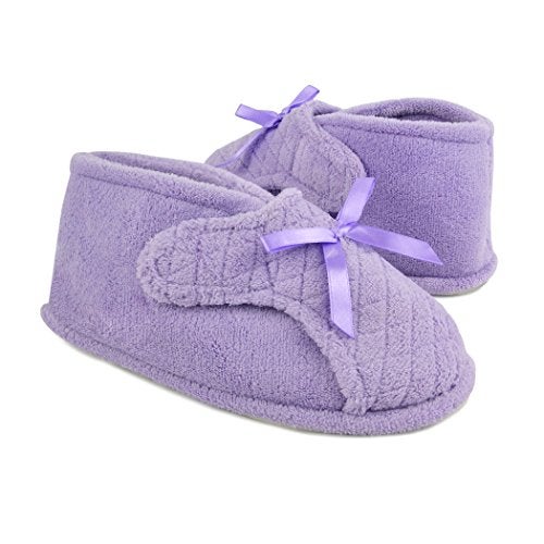 MUK LUKS Women's Micro Chenille Front Flap Adjustable Boot Slipper, Lavender, 7-8 - Image 3