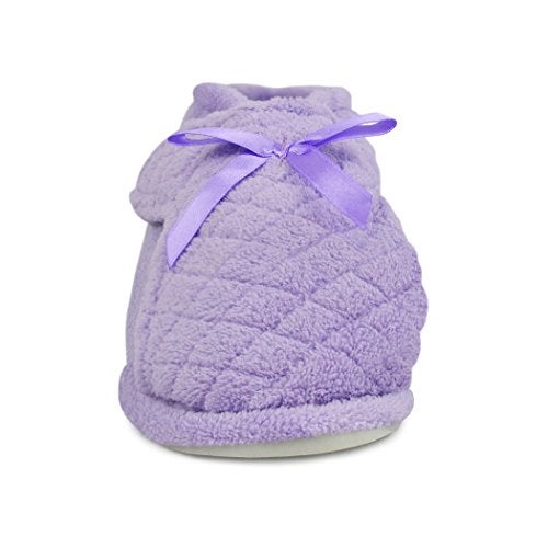 MUK LUKS Women's Micro Chenille Front Flap Adjustable Boot Slipper, Lavender, 7-8 - Image 2