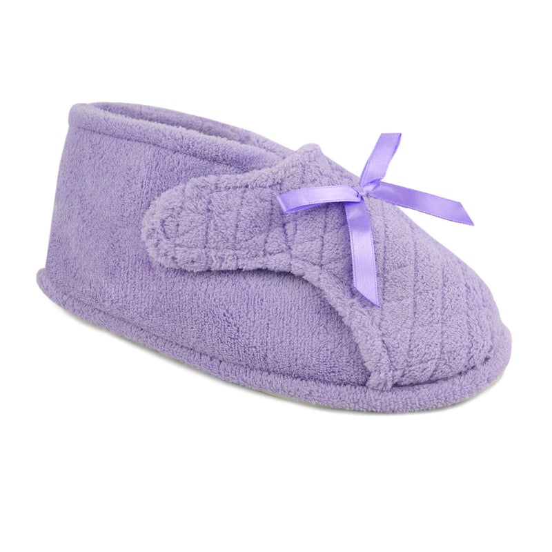 MUK LUKS Women's Micro Chenille Front Flap Adjustable Boot Slipper, Lavender, 7-8 - Image 5