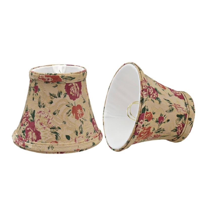 Aspen Creative 300052A Bell ClipOn Chandelier Lamp Shade Floral Print 3 Top x 5 Bottom x 4 Slant Height Set of 2