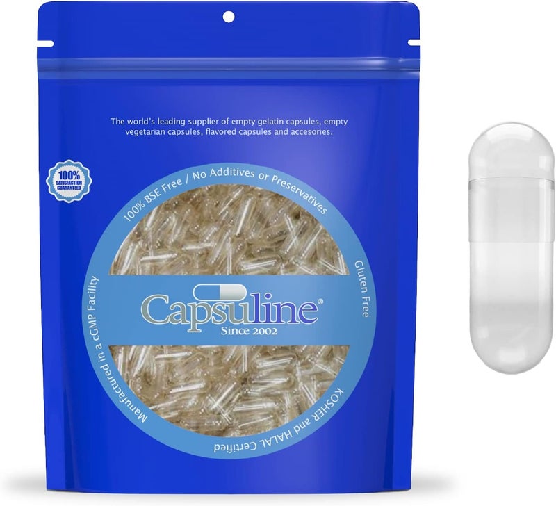 Capsuline Clear Gelatin Capsules 1000 Count for DIY Supplements - Image 1