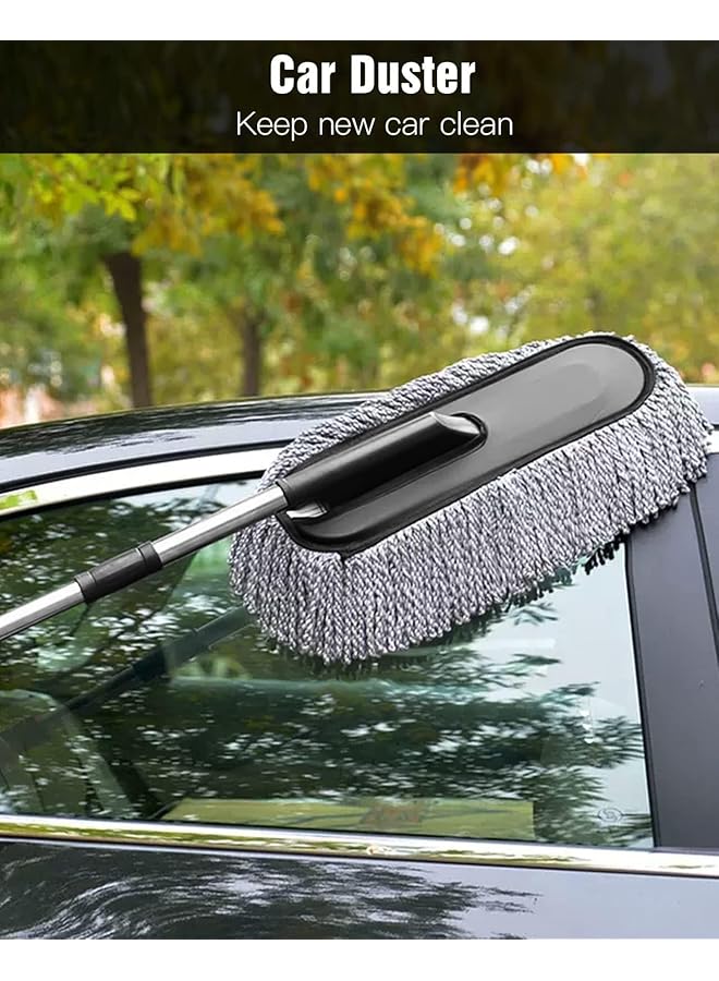 Excefore Car Duster - Extendable Long Handle Microfiber Car Duster, Scratch-Free Exterior Car Cleaning Tool, Dust Brush For Trucks, Pickups, Motorcycles, And More, Gray. - Image 2
