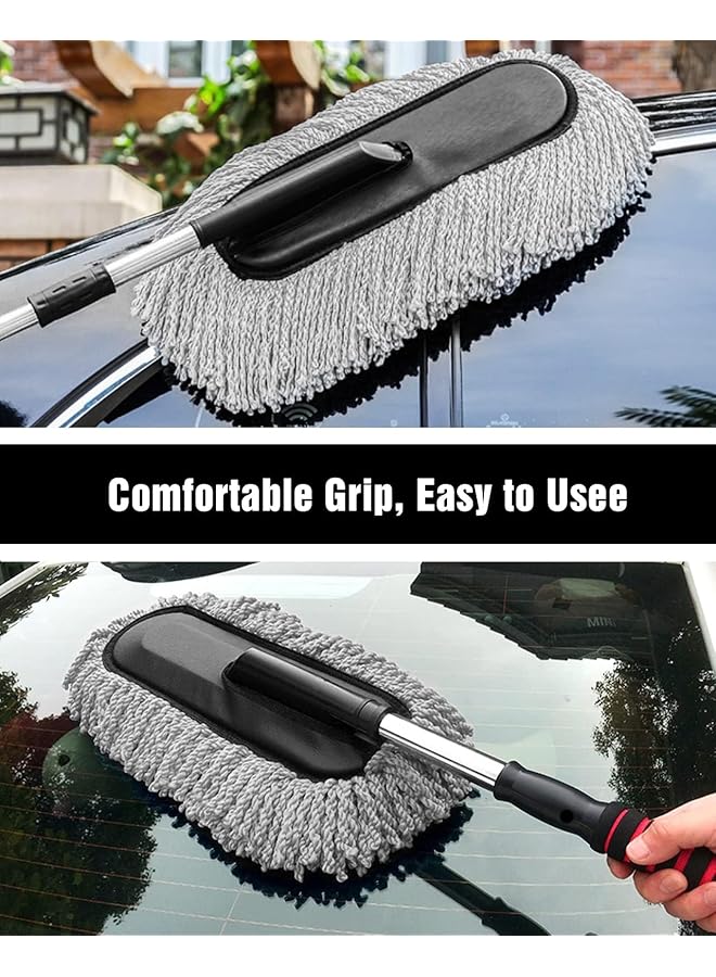 Excefore Car Duster - Extendable Long Handle Microfiber Car Duster, Scratch-Free Exterior Car Cleaning Tool, Dust Brush For Trucks, Pickups, Motorcycles, And More, Gray. - Image 4