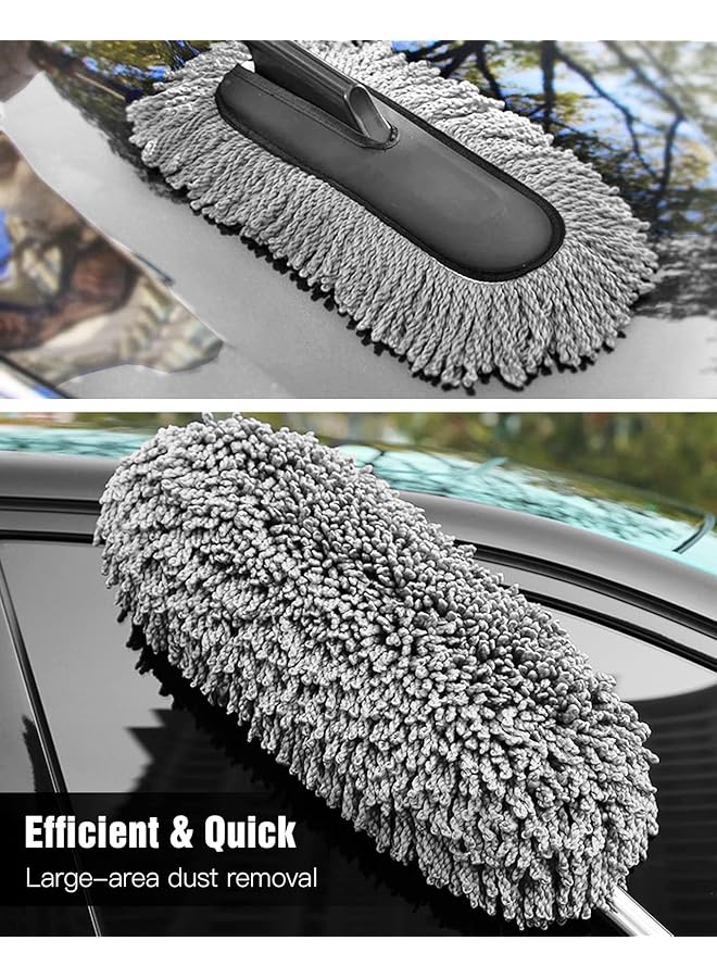 Excefore Car Duster - Extendable Long Handle Microfiber Car Duster, Scratch-Free Exterior Car Cleaning Tool, Dust Brush For Trucks, Pickups, Motorcycles, And More, Gray. - Image 3