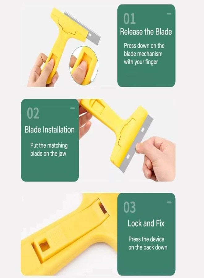 DKwins Professional Floor Scraper with Durable Plastic Handle, Portable Multi-Purpose Hand Tool for Tiles Scraper Shovel Cutter with 4 pcs Extra Blades For Easy Debris Removal- Gum Cleaning - Image 2
