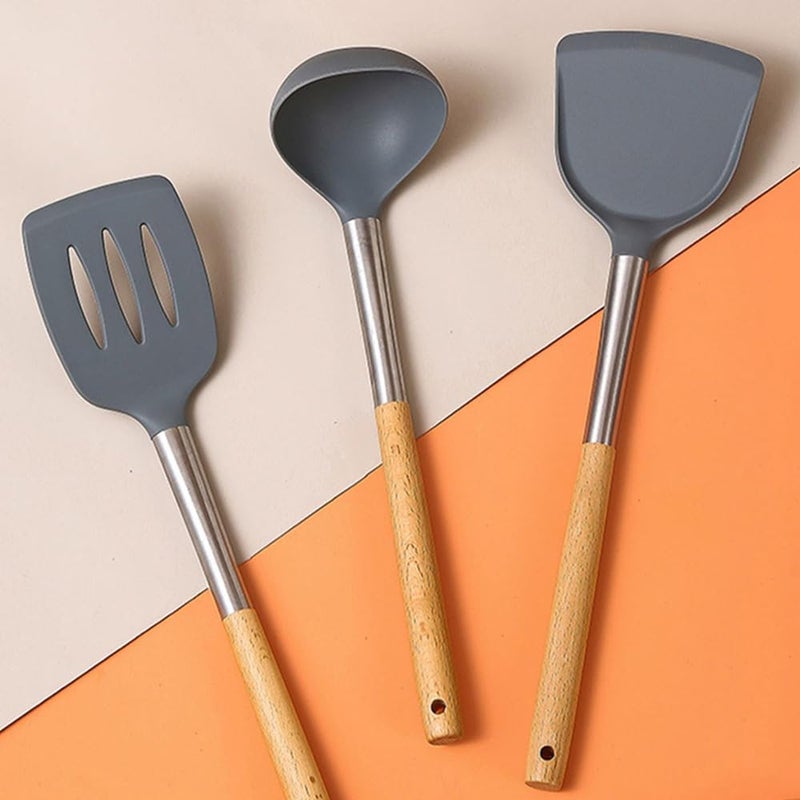 Yoshiva NonStick Cooking Spatula with Wooden Handle Steel Turner Serving Spoon Spatula Comb for Omelets Eggs Dosa Chapati Sambar HeatResistant Kitchen Tool - Image 3