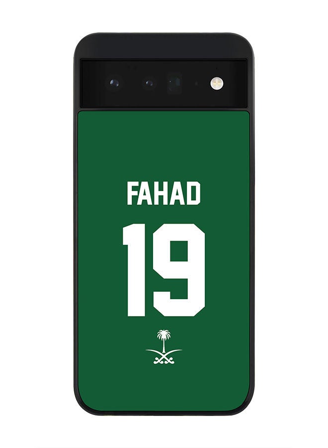 Stylizedd Rugged Black edge case for Google Pixel 6 5G Slim fit Soft Case Flexible Rubber Edges Anti Drop TPU Gel Thin Cover - Football Team - Saudi Arabia Player Name - Fahad - Image 1