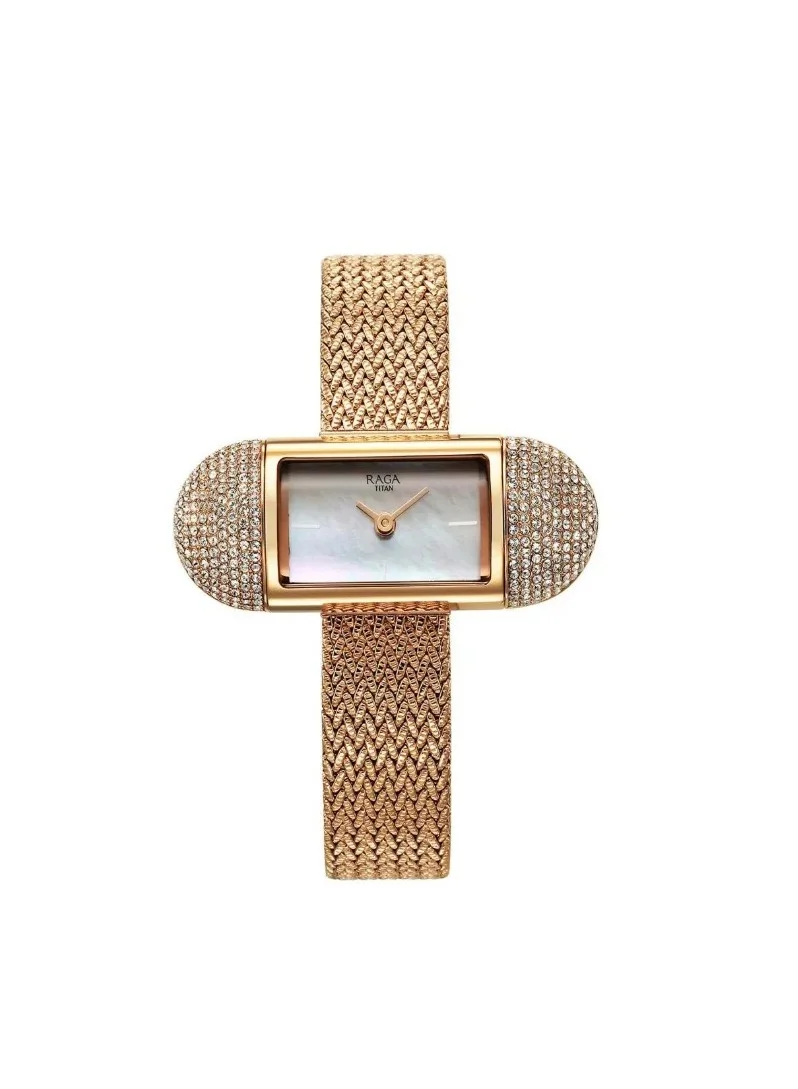TITAN Titan Raga Quartz Analog Mother Of Pearl Dial With Rose Gold Metal Strap Watch For Women