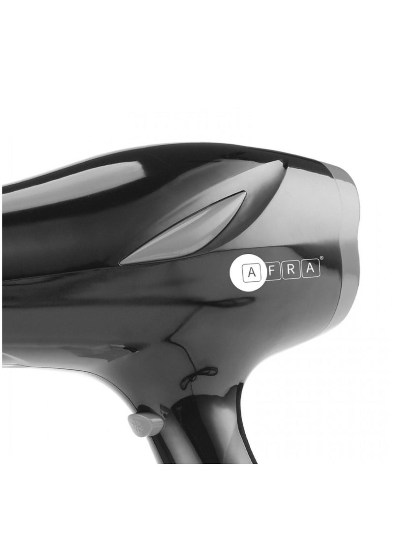 AFRA Hair Dryer, DC Motor, 2 Speeds, 3 Heat Settings, Cool Shot Function, Concentrator, Removable Filter, Ionic Function, AF-2300HDBK, 2-year warranty