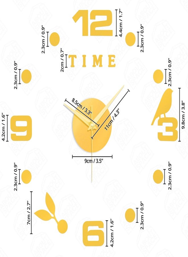 ABOUT SPACE ساعة حائط ABOUT SPACE - ساعة حائط لاصقة يمكنك تركيبها بنفسك، بدون صوت تكتكة، بدون إطار، ساعة أكريليك تناظرية قابلة للتعديل، مناسبة لغرفة المعيشة، غرفة النوم، المكتب (ذهبي - أرقام، طيور، نقاط)، 25 سم، 50 سم - Image 2
