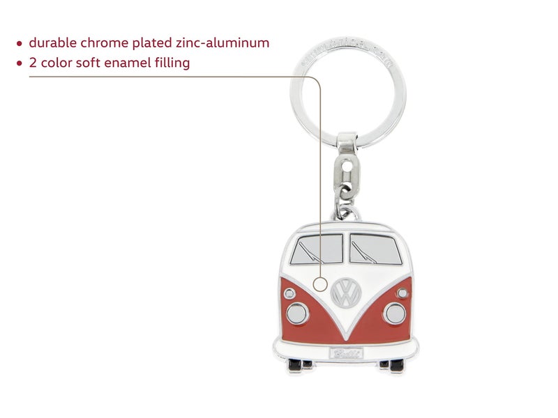 BRISA VW Collection - Volkswagen Enamel Metal Keyring Keychain Accessory Keyholder in T1 Bus Design (Front/Orange) - Image 2