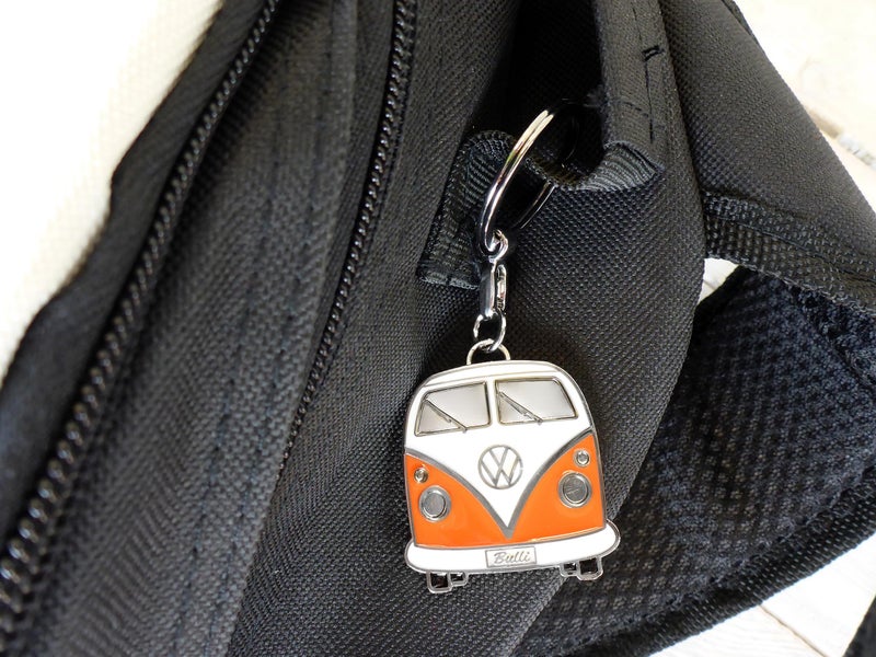 BRISA VW Collection - Volkswagen Enamel Metal Keyring Keychain Accessory Keyholder in T1 Bus Design (Front/Orange) - Image 5