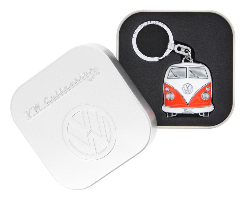 BRISA VW Collection - Volkswagen Enamel Metal Keyring Keychain Accessory Keyholder in T1 Bus Design (Front/Orange) - Image 4