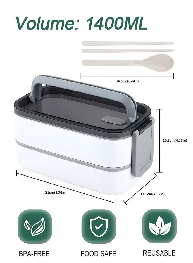 Arabest 2- Layer Leakproof Bento Box-Large Lunch Box with Compartments und Cutlery Set-Food Picks for Lunch Box Containers for Adults-Microwave Food SafeBento Boxes - Image 2