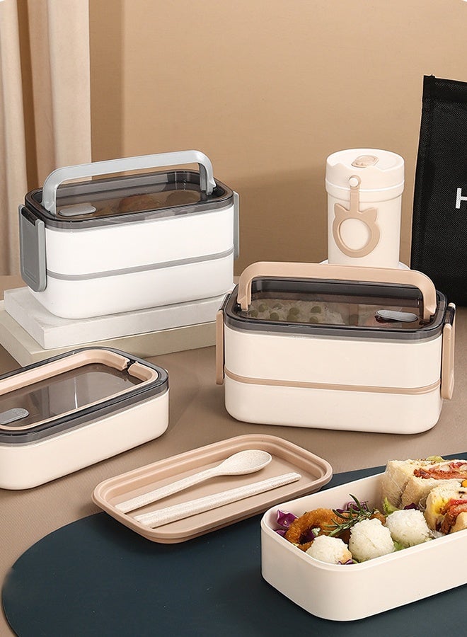 Arabest 2- Layer Leakproof Bento Box-Large Lunch Box with Compartments und Cutlery Set-Food Picks for Lunch Box Containers for Adults-Microwave Food SafeBento Boxes - Image 1