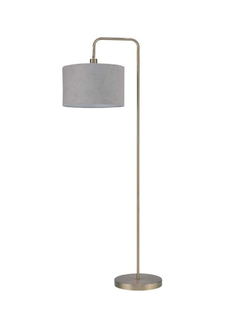 Momozone - Floor lamp with fabric lampshade gray home decoration reading lamp suitable for living room bedroom office - Image 1