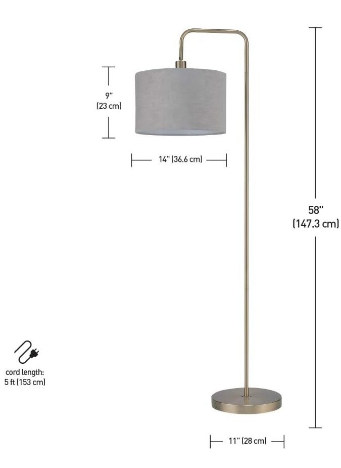 Momozone - Floor lamp with fabric lampshade gray home decoration reading lamp suitable for living room bedroom office - Image 1